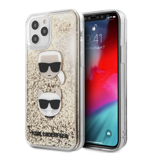 Karl Lagerfeld KLHCP12LKCGLGO Liquid Glitter Karl Choupette tok iPhone 12 Pro MAX áttetsző/ arany - 1