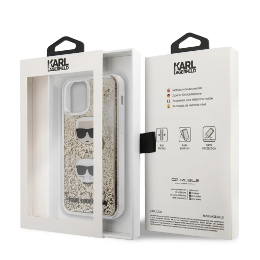 Karl Lagerfeld KLHCP12MKCGLGO Liquid Glitter Karl Choupette tok iPhone 12/ 12 Pro áttetsző/ arany - 2