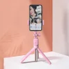 Baseus Selfie bot és teleszkópos tripod állvány bluetooth kioldóval pink + 2 körfény lámpa (SUDYZP-F04) thumbnail