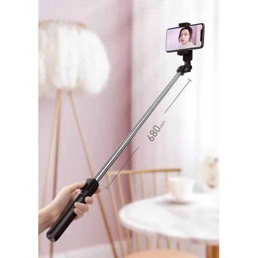 Baseus Selfie bot és teleszkópos tripod állvány bluetooth kioldóval pink + 2 körfény lámpa (SUDYZP-F04) - 14