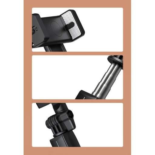 Baseus Selfie bot és teleszkópos tripod állvány bluetooth kioldóval pink + 2 körfény lámpa (SUDYZP-F04) - 18