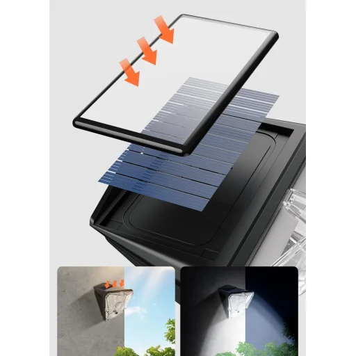 Baseus kültéri napelemes 4x LED lámpa mozgásérzékelővel fekete (DGNEN-B01) - 14