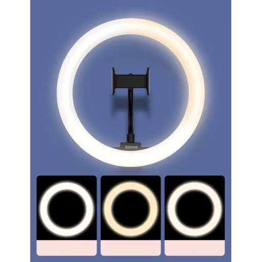 Baseus 10'' asztali LED körfény és tripod, ringlight 25cm fekete (CRZB10-A01)  - 14