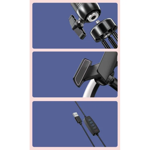 Baseus 30cm LED körfény és tripod állvánnyal, ringlight fekete (CRZB12-B01) - 21