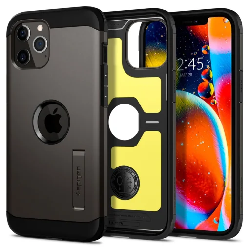 iPhone 12 Pro MAX Spigen Tough Armor tok kihajtható támasszal Gunmetal (ACS01625) - 1