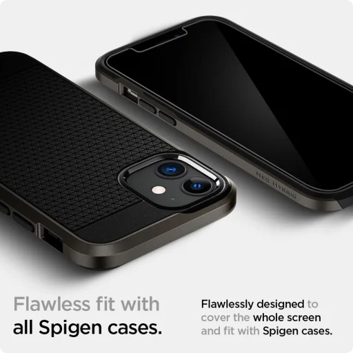Spigen Glas.TR Slim EZ Fit 2x kijelzővédő üvegfólia + felhelyezőkeret iPhone 12 mini (AGL01811) - 6