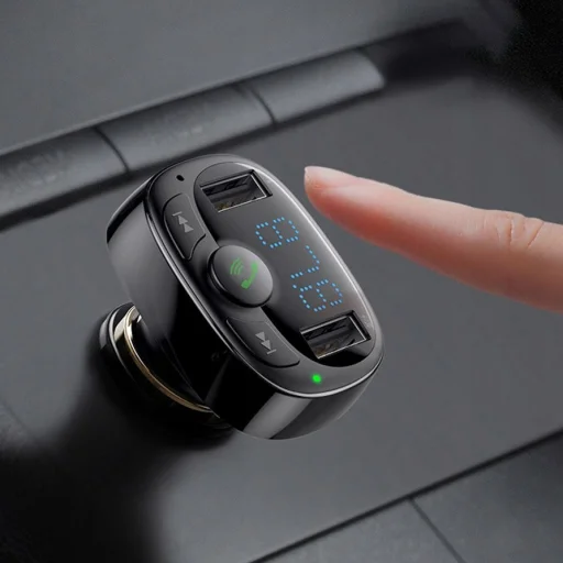 Baseus T-Typed FM Transmitter és Bluetooth autós töltő MP3 2xUSB és TF microSD 3.4A fekete (CCTM-01) - 10