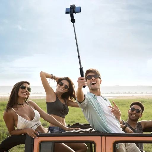 Baseus Uniaxial gimbal selfie bot és teleszkópos tripod állvány bluetooth kioldóval pink (SULH-04) - 16