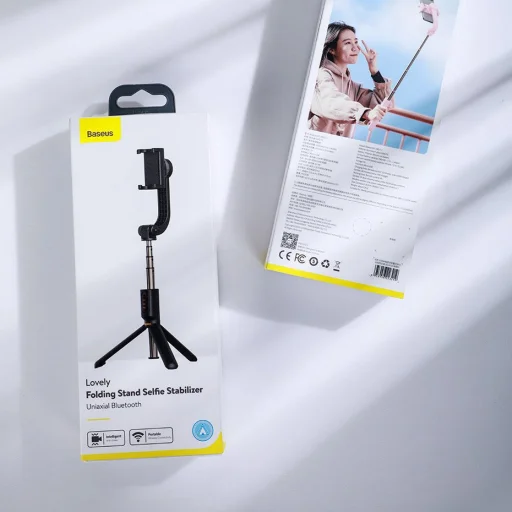 Baseus Uniaxial gimbal selfie bot és teleszkópos tripod állvány bluetooth kioldóval pink (SULH-04) - 20