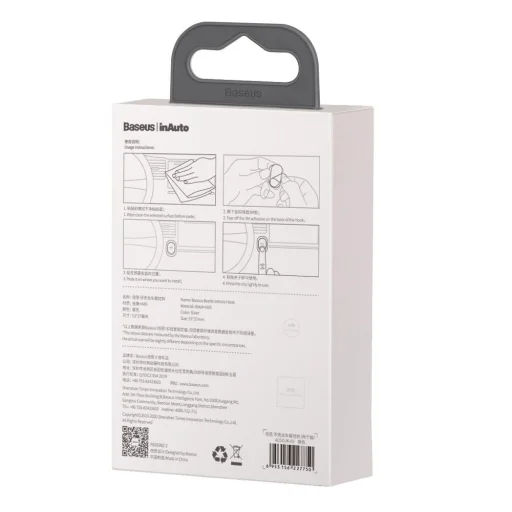 Baseus Beetle 2x Univerzális öntapadós tároló csipesz ezüst (ACGGJK-0S) - 10
