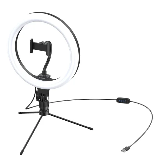 Baseus 10'' asztali LED körfény és tripod, ringlight 25cm fekete (CRZB10-A01)  - 3