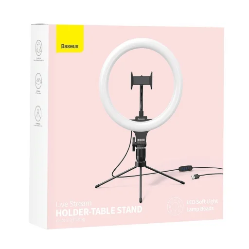 Baseus 10'' asztali LED körfény és tripod, ringlight 25cm fekete (CRZB10-A01)  - 7