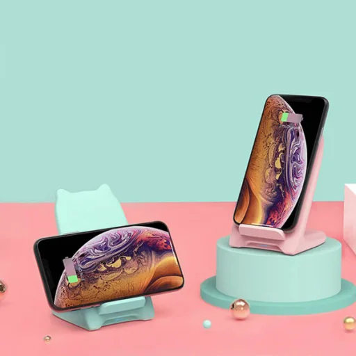 Nillkin MC037 Kitty vezeték nélküli Qi gyorstöltő állvány pink - 4