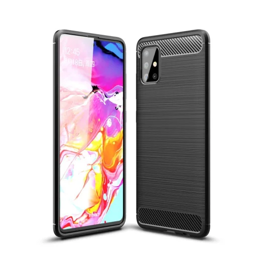 Tech-Protect Szénszál mintájú TPU tok Samsung M51 fekete - 1