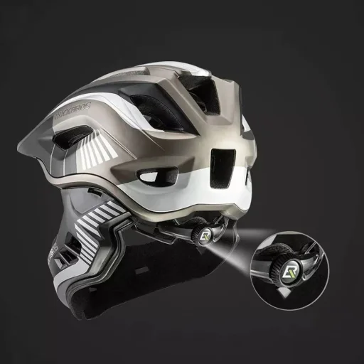 Rockbros TT-32SBTG-L gyermek kerékpáros sisak levehető állvédővel, L méret - szürke - 8