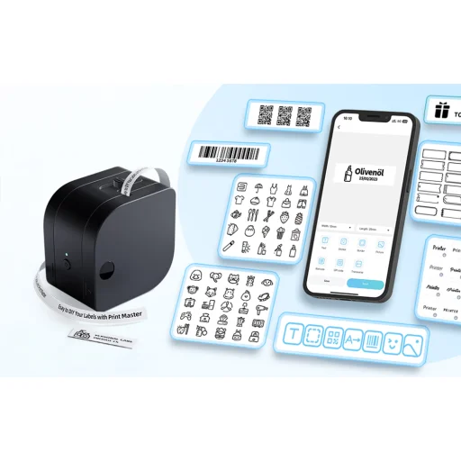 Phomemo P12 hordozható címkenyomtató (fekete) - 4