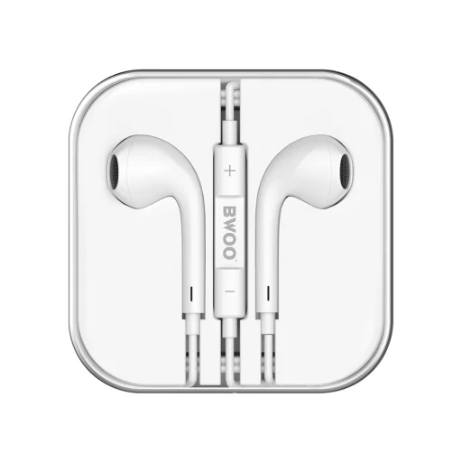 BWOO vezetékes fülhallgatók 3.5mm sztereó fehér - 4