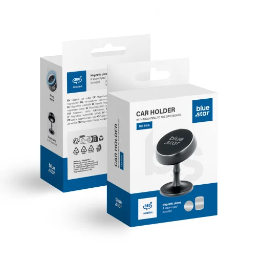 BLUE STAR mágneses autós tartó műszerfalhoz MID STICK fekete - 1