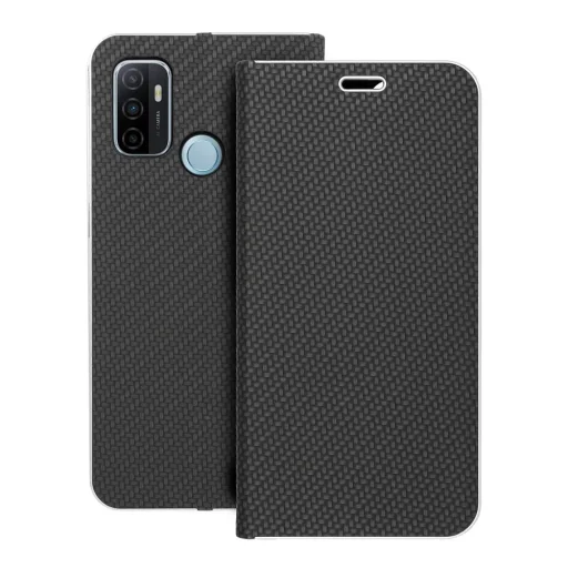 LUNA Fliptok Carbon Oppo A53 2020 / A53s fekete tok - 1