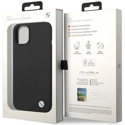  iPhone 15 / 14 / 13 Fekete BMW Szilikon Fém Logós tok - 8