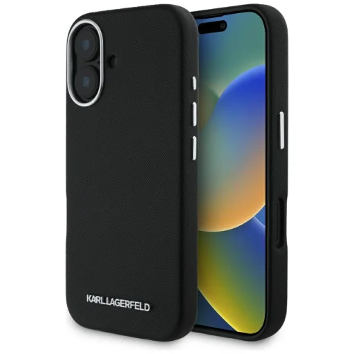  iPhone 16 6,1" fekete Karl Lagerfeld Hardcase MagSafe FW Saffiano Metal Logo tok - 1