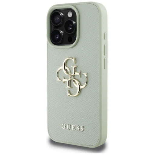  iPhone 16 Pro 6,3" Zöld Guess Hardcase PU Grained Big 4G és Classic Logo tok - 2