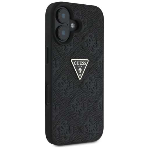  iPhone 16 6,1" Guess PU Grained Hot Stamp 4G Triangle Metal Fekete tok - 4