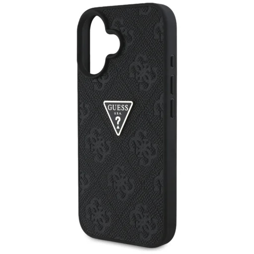  iPhone 16 6,1" Guess PU Grained Hot Stamp 4G Triangle Metal Fekete tok - 6
