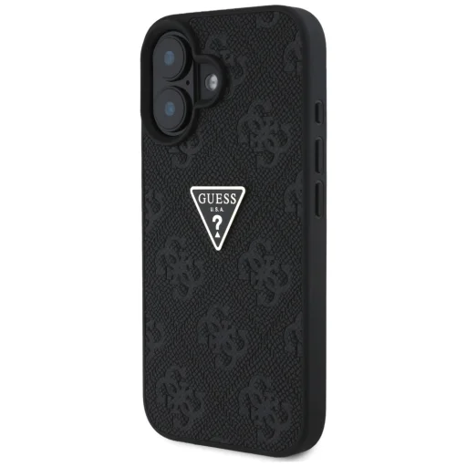  iPhone 16 6,1" Guess PU Grained Hot Stamp 4G Triangle Metal Fekete tok - 2