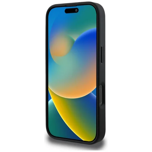  iPhone 16 Pro Max 6,9" Guess Keménytok PU Grained Hot Stamp 4G Háromszög Fém Tok, Fekete tok - 5