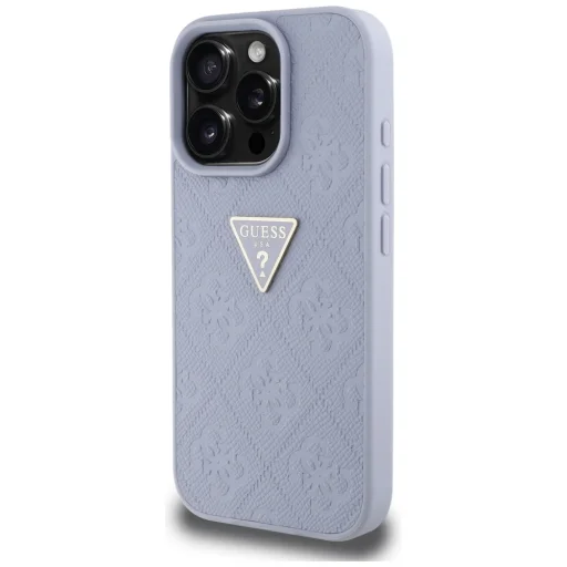  iPhone 16 Pro 6,3" lila Guess Hardcase PU Grained Hot Stamp 4G Triangle Metal tok - 2