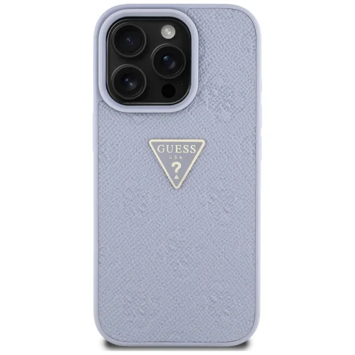  iPhone 16 Pro 6,3" lila Guess Hardcase PU Grained Hot Stamp 4G Triangle Metal tok - 3