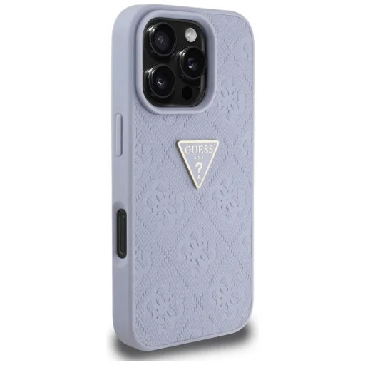  iPhone 16 Pro 6,3" lila Guess Hardcase PU Grained Hot Stamp 4G Triangle Metal tok - 4