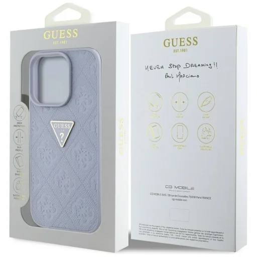  iPhone 16 Pro 6,3" lila Guess Hardcase PU Grained Hot Stamp 4G Triangle Metal tok - 8