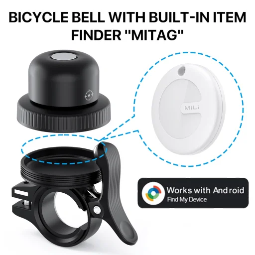 MiLi GPS Bluetooth MiTag Tracker HD-P16-B Android + bicikli csengő fekete - 3