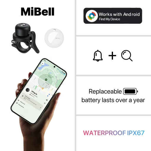 MiLi GPS Bluetooth MiTag Tracker HD-P16-B Android + bicikli csengő fekete - 5