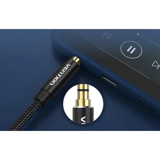 Audio kábel TRRS 3.5mm apa - 3.5mm anya Vention BHCBF 1m Fekete - 9