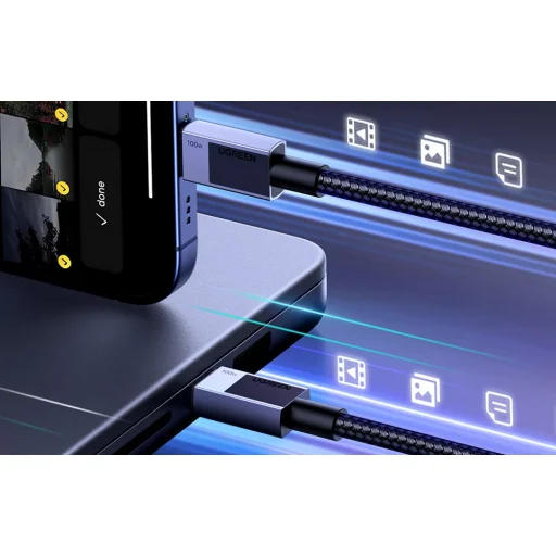 Ugreen USB-C-USB-C PD Gyors Töltőkábel L512 (Szürke) 0,5m - 7