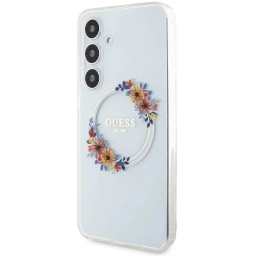 Guess IML Flowers Wreath MagSafe tok Samsung Galaxy S24+ - átlátszó - 2