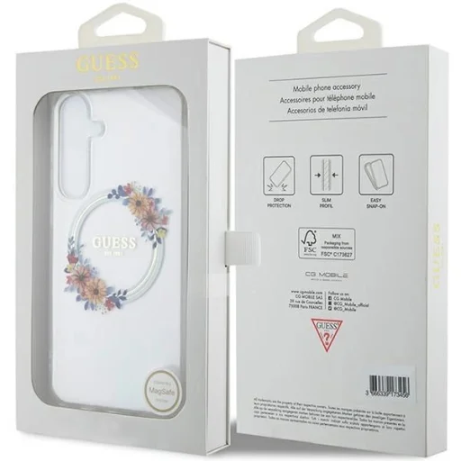 Guess IML Flowers Wreath MagSafe tok Samsung Galaxy S24+ - átlátszó - 8