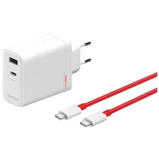 OnePlus SUPERVOOC 120W Dual USB-A + USB-C Utazótöltő + USB-C/USB-C Kábel Fehér - 1