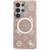 Guess 4G Background Gold Electroplated Peony Pattern MagSafe tok Samsung Galaxy S25 Ultra Pink thumbnail