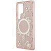 Guess 4G Background Gold Electroplated Peony Pattern MagSafe tok Samsung Galaxy S25 Ultra Pink thumbnail