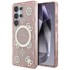 Guess 4G Background Gold Electroplated Peony Pattern MagSafe tok Samsung Galaxy S25 Ultra Pink thumbnail
