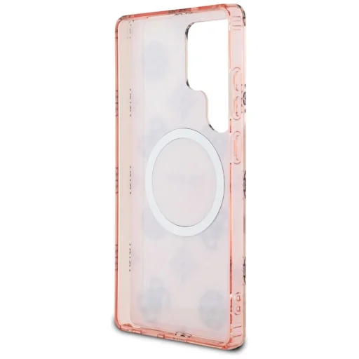 Guess 4G Background Gold Electroplated Peony Pattern MagSafe tok Samsung Galaxy S25 Ultra Pink - 7