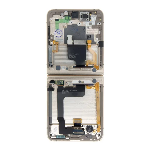 LCD kijelző + Érintőpanel + Előlapi burkolat Samsung F721 Galaxy Z Flip 4 5G Arany (Szerviz csomag) - 2