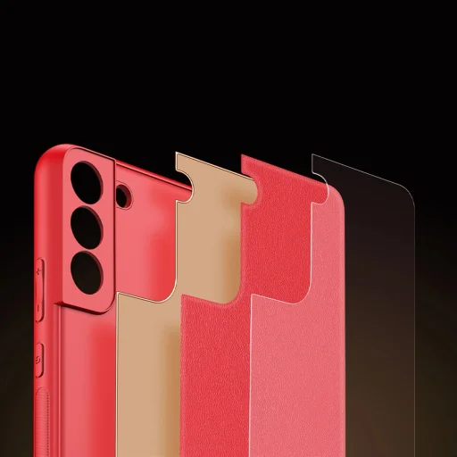 Dux Ducis Yolo elegáns tok ökológiai bőrből a Samsung Galaxy S22+ (S22 Plus) számára, piros, tok - 10