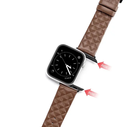 Dux Ducis bőrszíj Apple Watch 7/6/5/4/3/2 / SE (41/40 / 38mm) karkötő valódi bőr karkötő barna (Enland változat) - 4