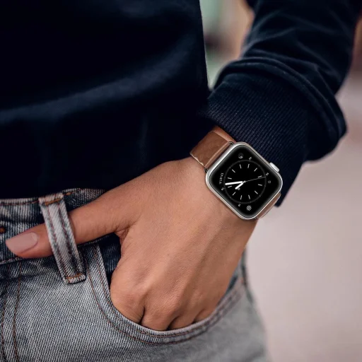 Dux Ducis bőrszíj Apple Watch 7/6/5/4/3/2 / SE (41/40 / 38mm) karkötő valódi bőr karkötő barna (Enland változat) - 6