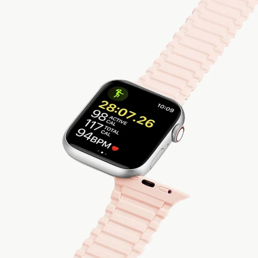Dux Ducis Szíj (Armor Verzió) Apple Watch Ultra, SE, 9, 8, 7, 6, 5, 4, 3, 2, 1 (49, 45, 44, 42 mm) Szilikon Mágneses Karkötő Pink Lila - 4
